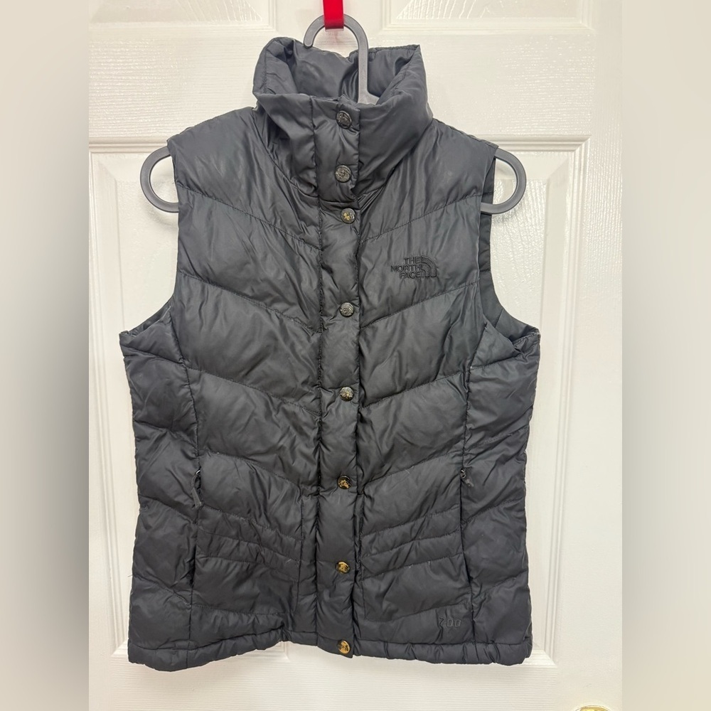 North Face 700 Down Fill Black Puffer Vest Button Snap Size XS Gorpcore Outdoor